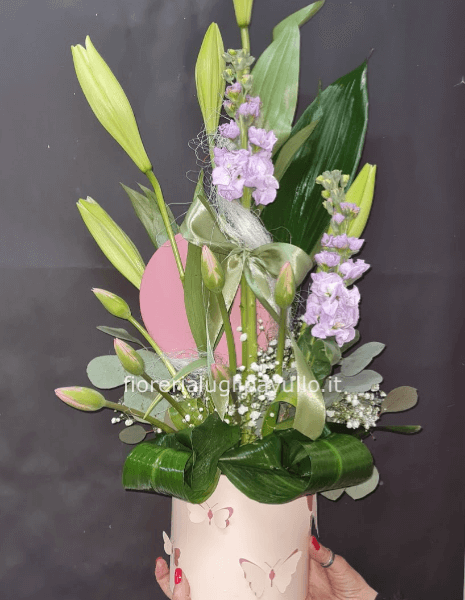 flowers box rosa con farfalle in 3d