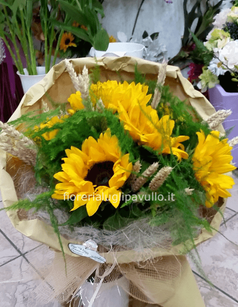 Bouquet di girasoli (contattarci per la disponibilità di girasoli)